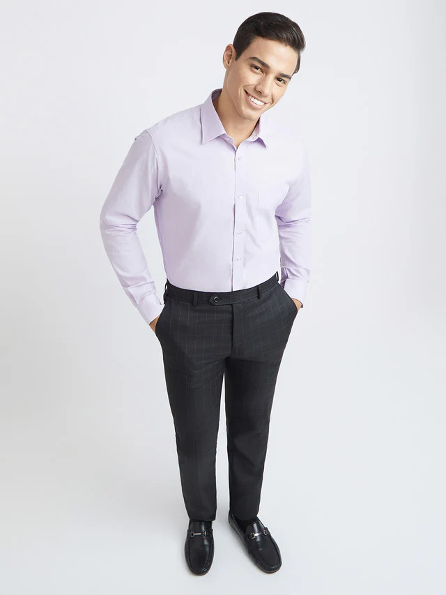 Raymond Purple Solid Slim Fit Full Sleeve Cotton Shirt - Image 6
