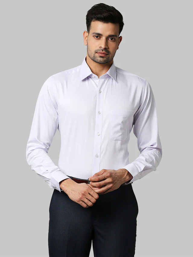 Raymond Purple Solid Slim Fit Full Sleeve Cotton Shirt