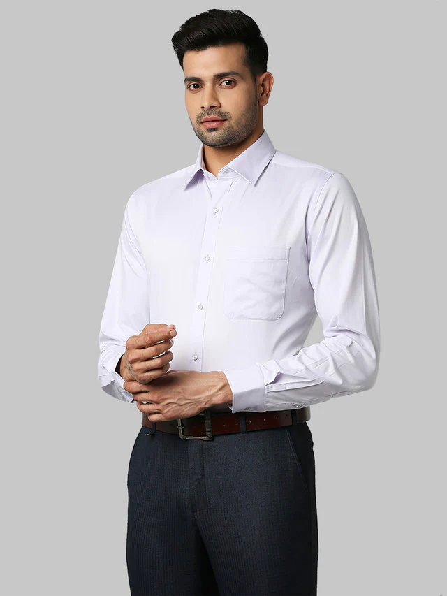 Raymond Purple Solid Slim Fit Full Sleeve Cotton Shirt - Image 3