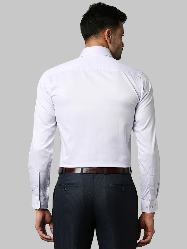 Raymond Purple Solid Slim Fit Full Sleeve Cotton Shirt - Image 4