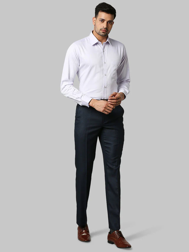 Raymond Purple Solid Slim Fit Full Sleeve Cotton Shirt - Image 5