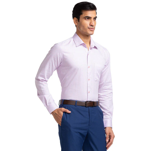 Raymond Purple Stripe Contemporary Fit Full Sleeve Cotton Shirt - Image 2