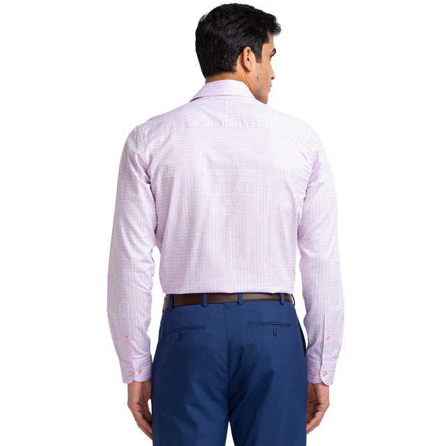 Raymond Purple Stripe Contemporary Fit Full Sleeve Cotton Shirt - Image 4