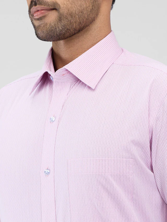 Raymond Purple Stripe Slim Fit Cotton Formal Shirt - Image 6