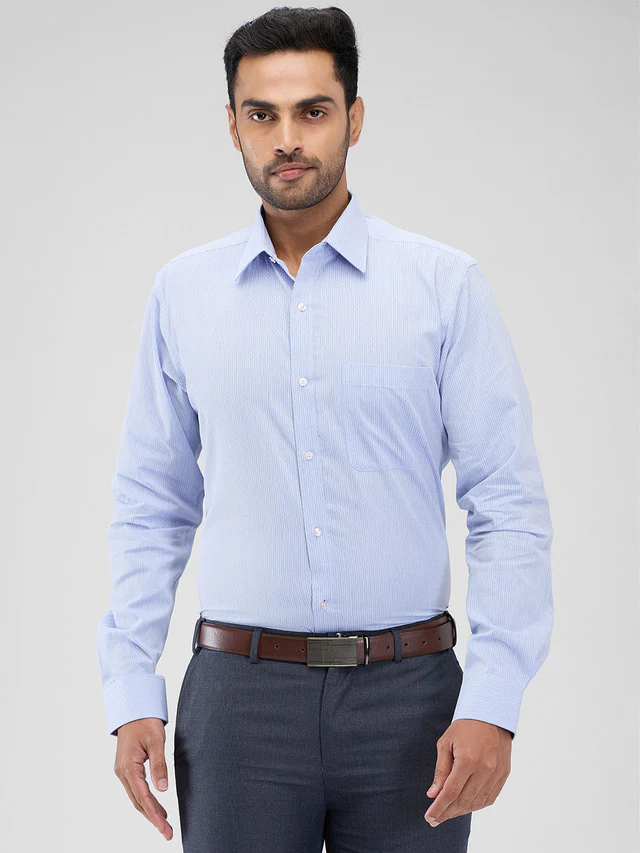 Raymond Purple Stripe Slim Fit Cotton Formal Shirt