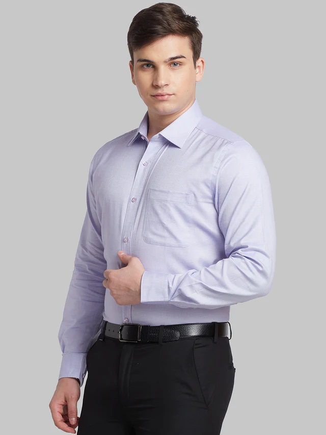 Raymond Purple Structure Contemporary Fit Full Sleeve Cotton Shirt - Image 3