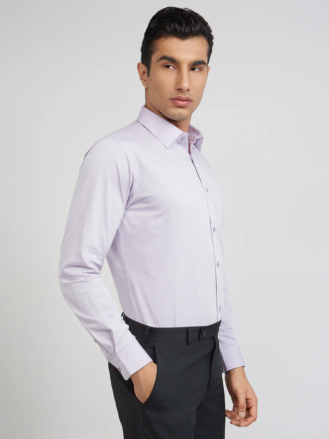 Raymond Purple Structure Slim Fit Cotton Formal Shirt - Image 2