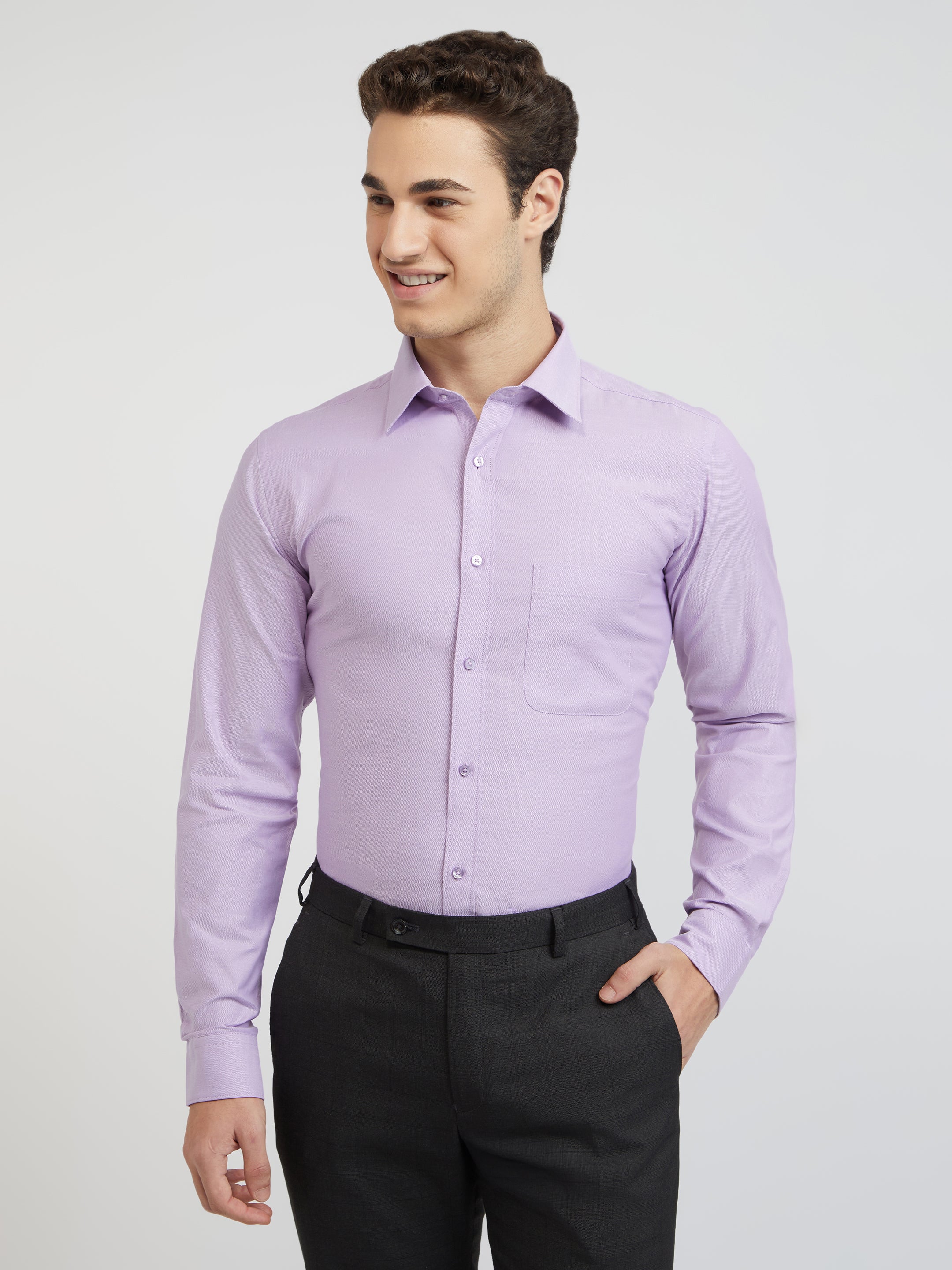 Raymond Purple Structure Slim Fit Cotton Formal Shirt - Image 2