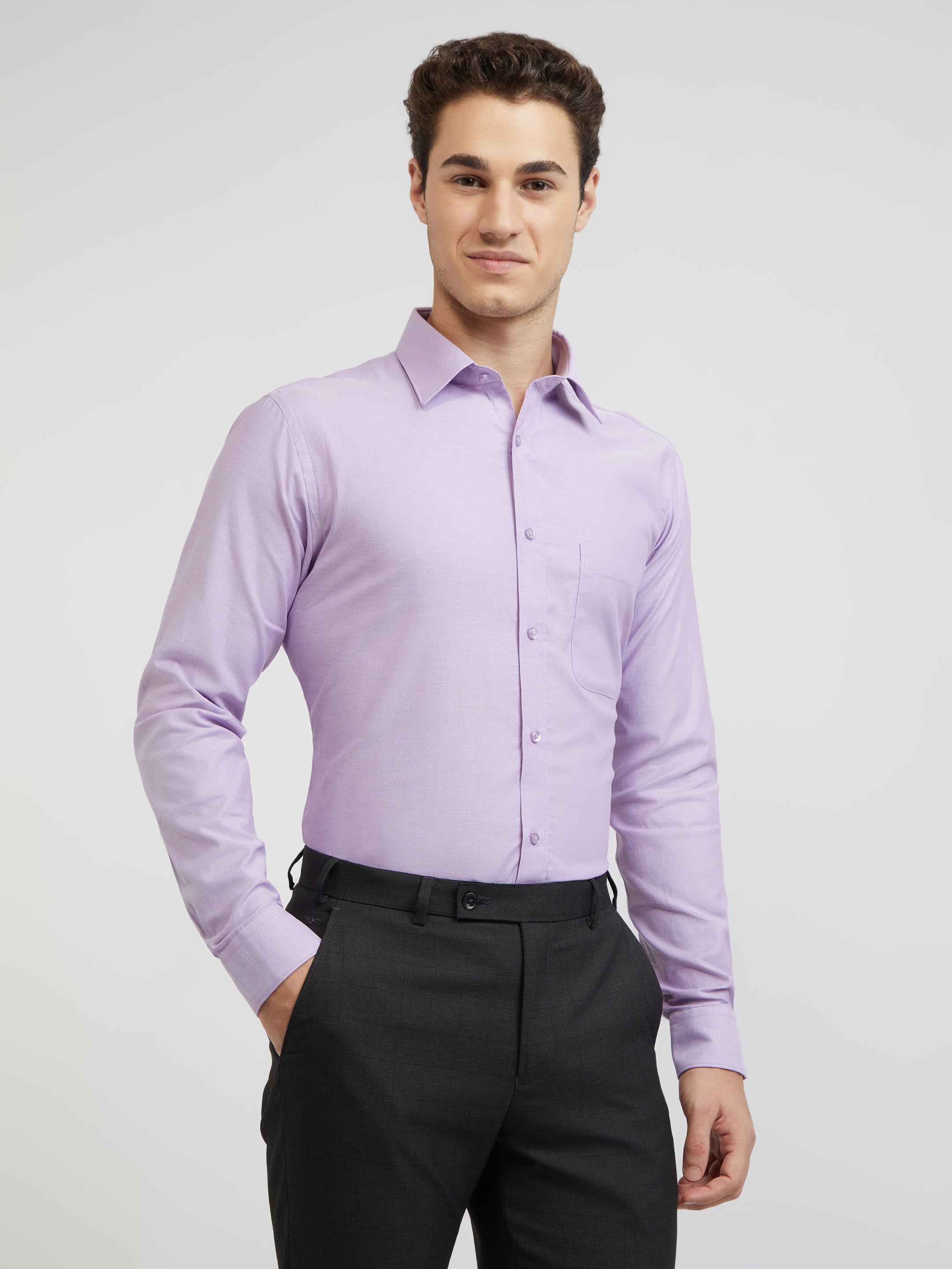Raymond Purple Structure Slim Fit Cotton Formal Shirt - Image 3