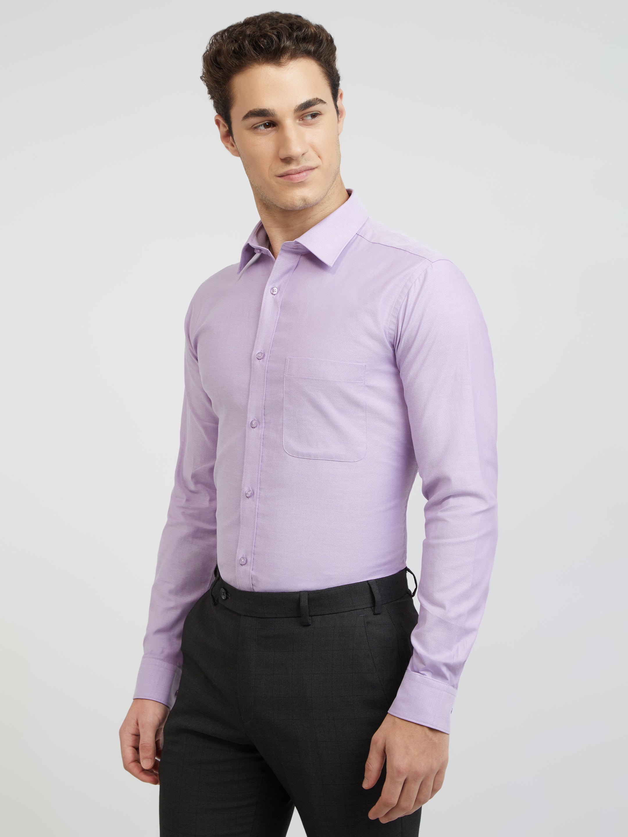 Raymond Purple Structure Slim Fit Cotton Formal Shirt - Image 4