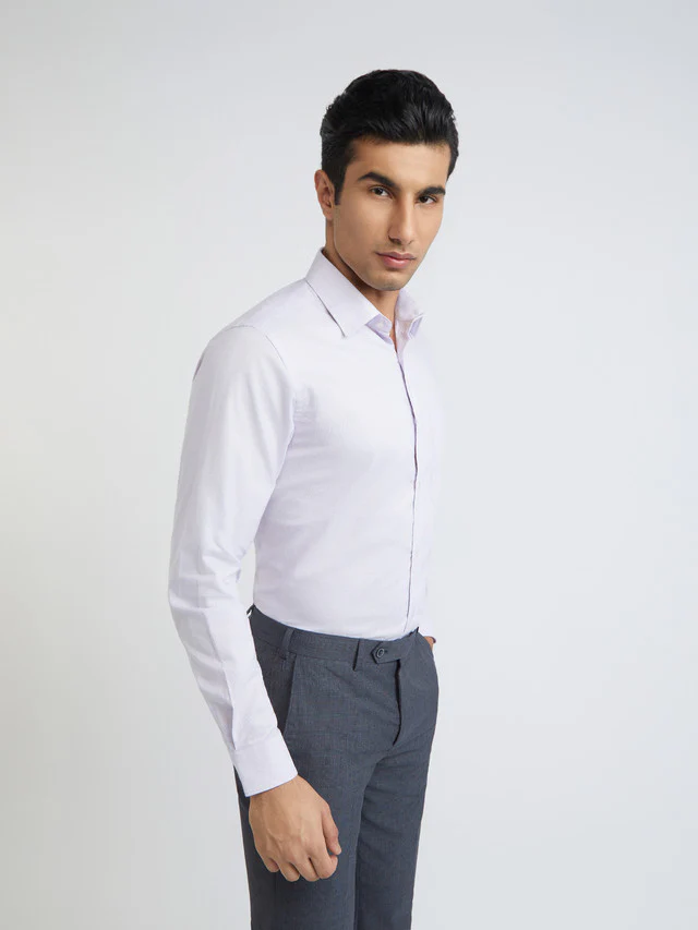 Raymond Purple Structure Slim Fit Full Sleeve Cotton Shirt - Image 2