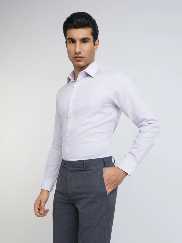 Raymond Purple Structure Slim Fit Full Sleeve Cotton Shirt - Image 3
