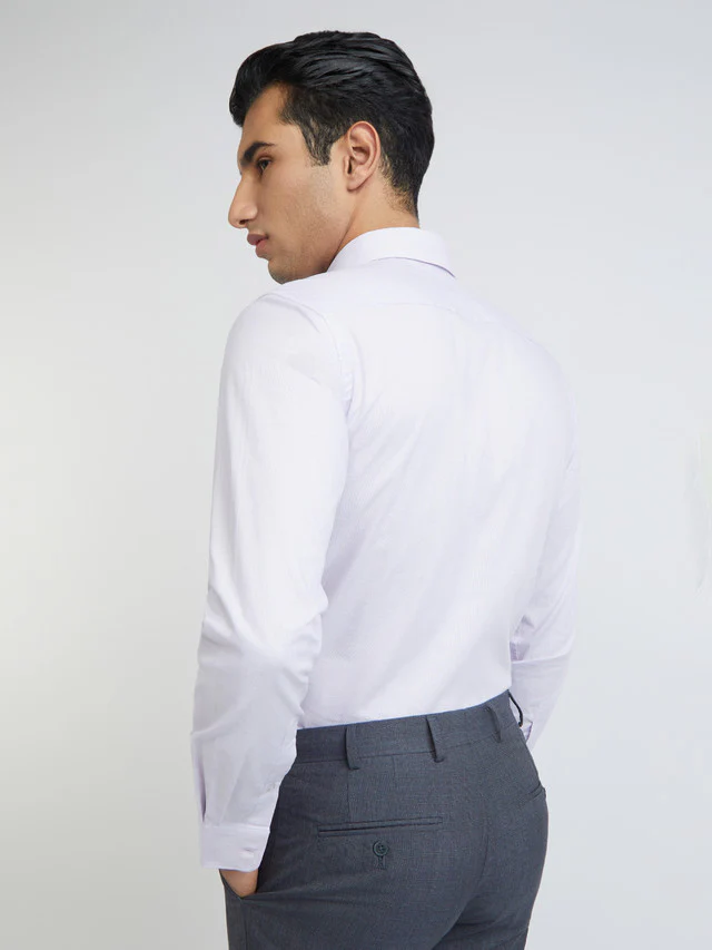 Raymond Purple Structure Slim Fit Full Sleeve Cotton Shirt - Image 5