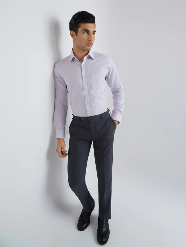 Raymond Purple Structure Slim Fit Full Sleeve Cotton Shirt - Image 6