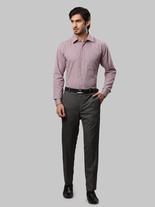 Raymond Red Checks Slim Fit Cotton Formal Shirt - Image 5