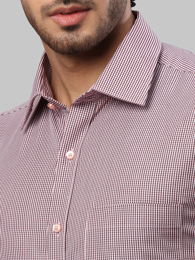 Raymond Red Checks Slim Fit Cotton Formal Shirt - Image 6