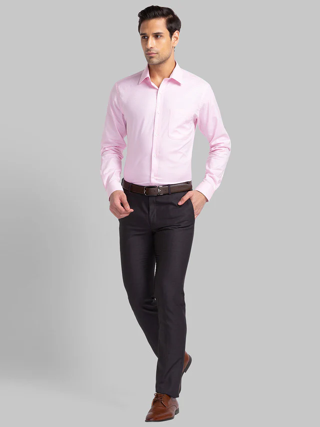 Raymond Red Jacquard Slim Fit Cotton Formal Shirt - Image 5