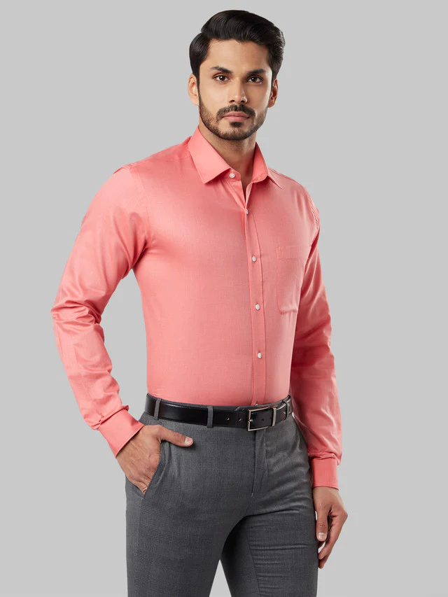 Raymond Red Slim Fit Full Sleeve Cotton Shirt - Image 2