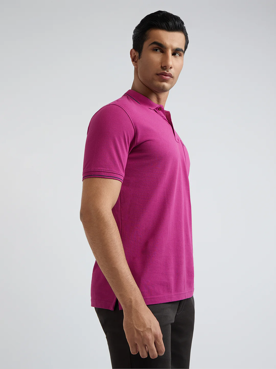 Raymond Red Solid Modern Fit Cotton T-Shirt - Image 2