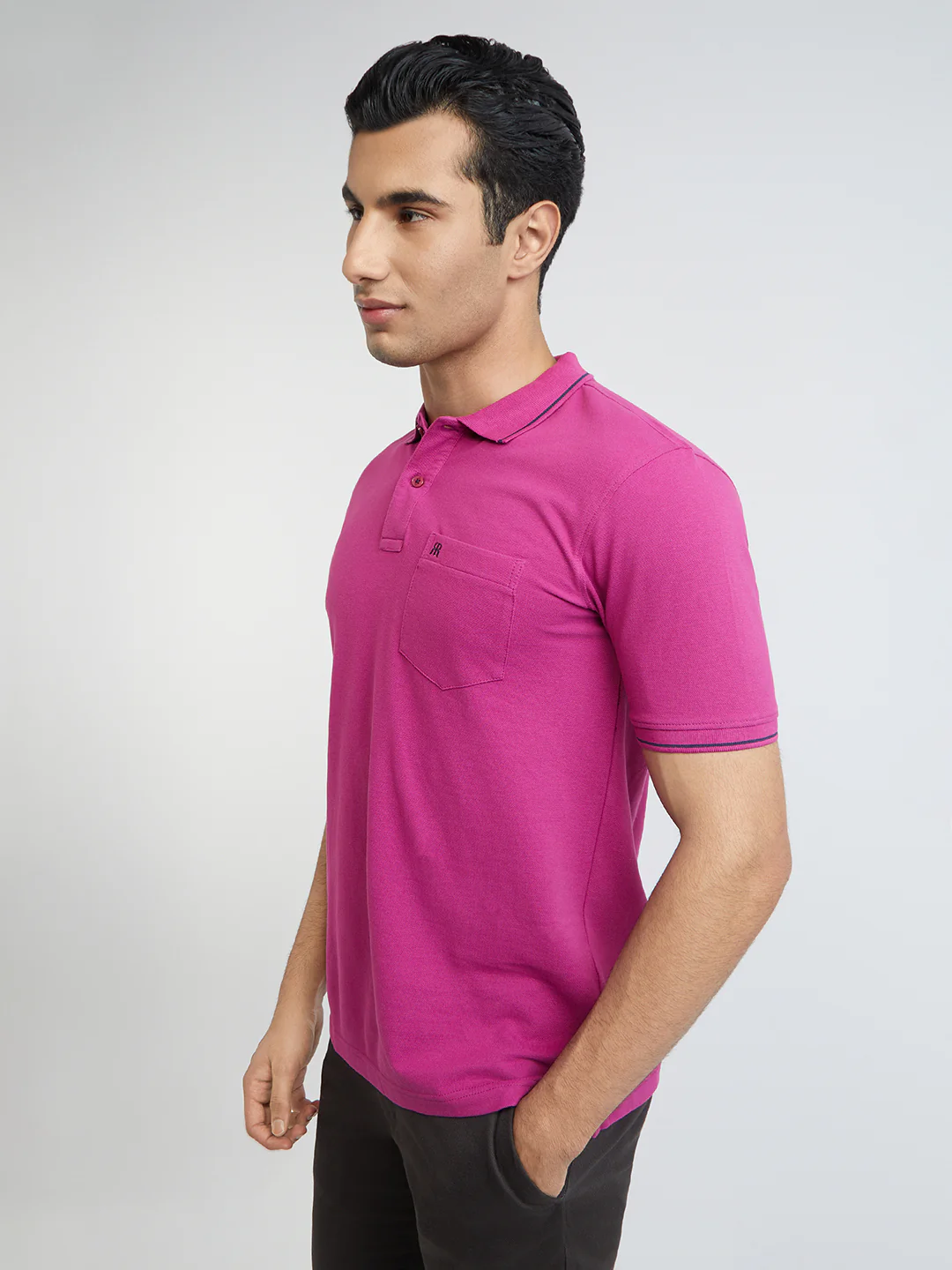 Raymond Red Solid Modern Fit Cotton T-Shirt - Image 3