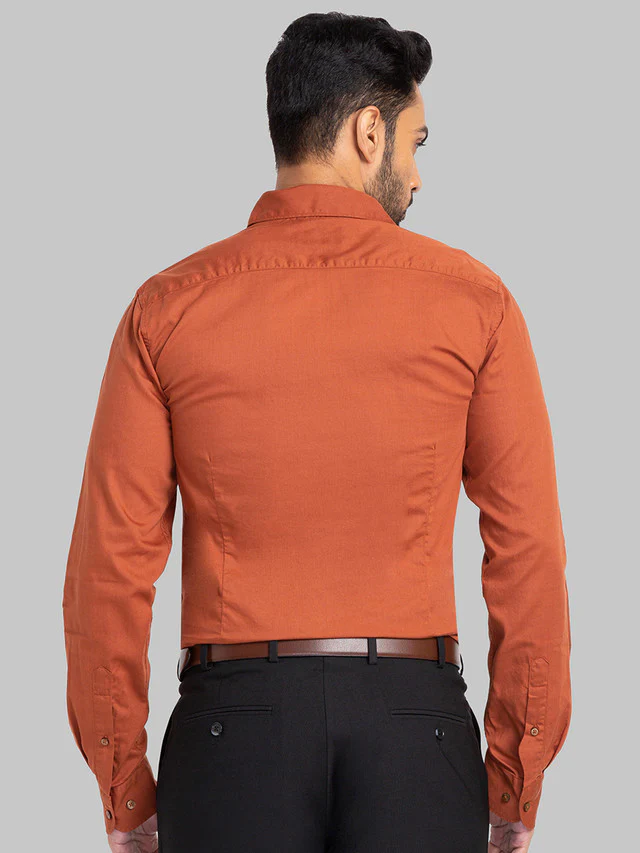 Raymond Red Solid Slim Fit Cotton Casual Shirt - Image 4