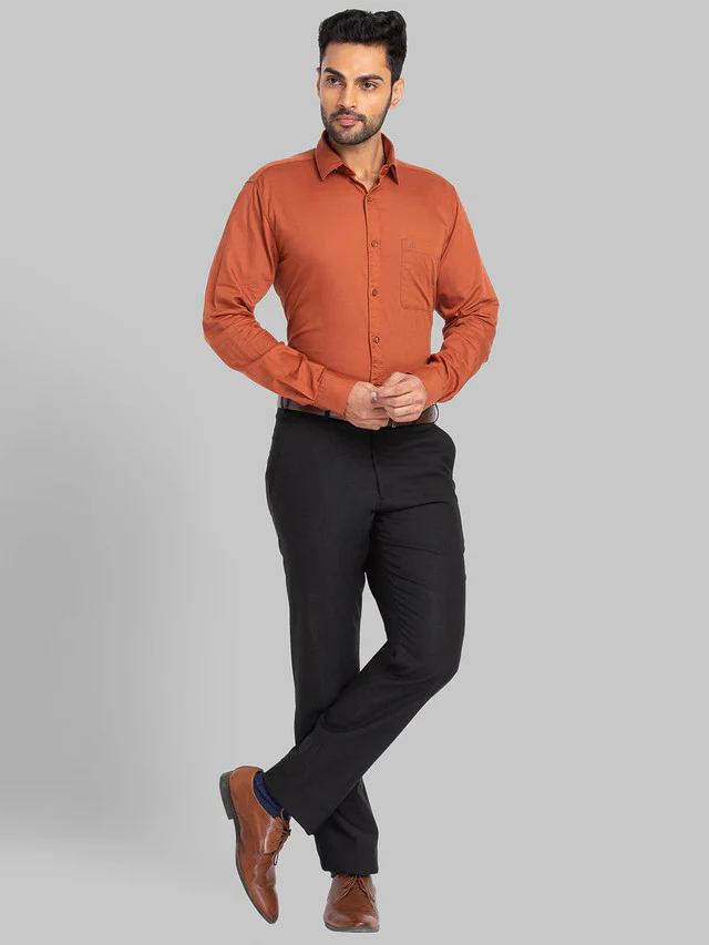 Raymond Red Solid Slim Fit Cotton Casual Shirt - Image 5