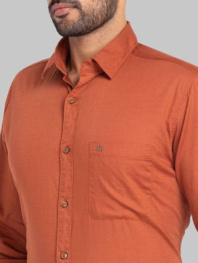 Raymond Red Solid Slim Fit Cotton Casual Shirt - Image 6