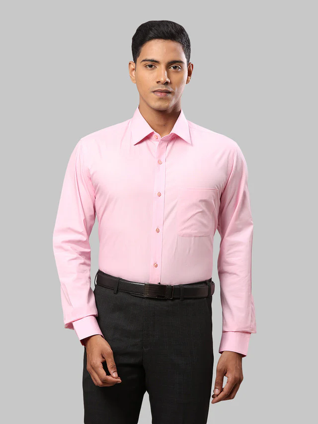 Raymond Men Pink Solid Slim Fit Cotton Formal Shirt