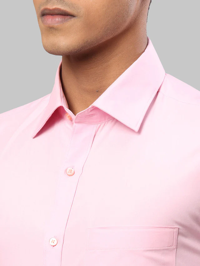 Raymond Men Pink Solid Slim Fit Cotton Formal Shirt - Image 6