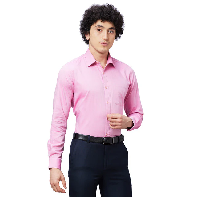 Raymond Men Pink Structured Regular Fit Cotton Formal Shirt - Image 2