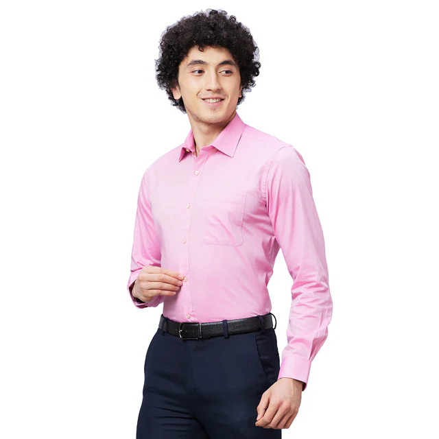 Raymond Men Pink Structured Regular Fit Cotton Formal Shirt - Image 3