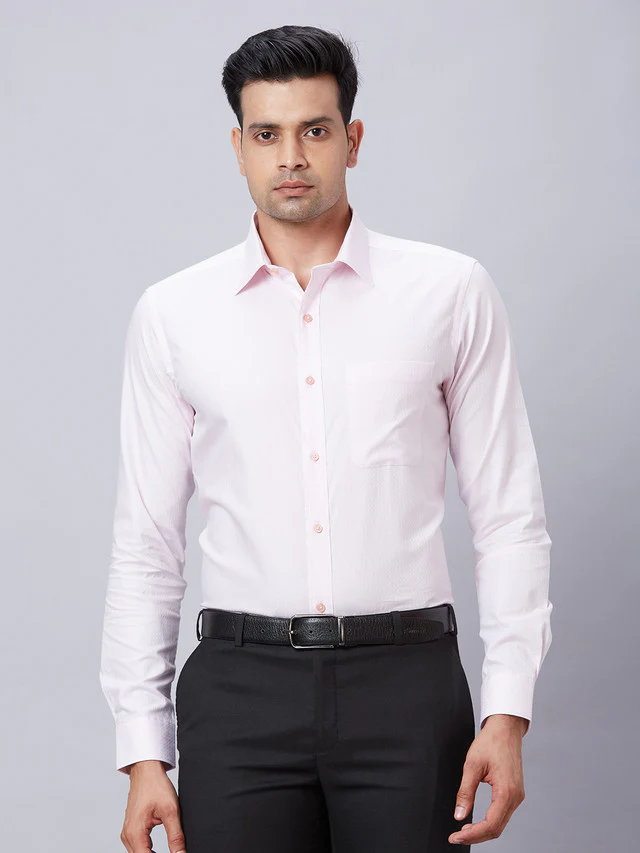 Raymond Men Pink Structured Slim Fit Cotton Formal Shirt