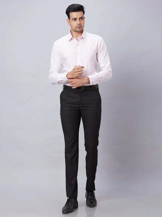 Raymond Men Pink Structured Slim Fit Cotton Formal Shirt - Image 4