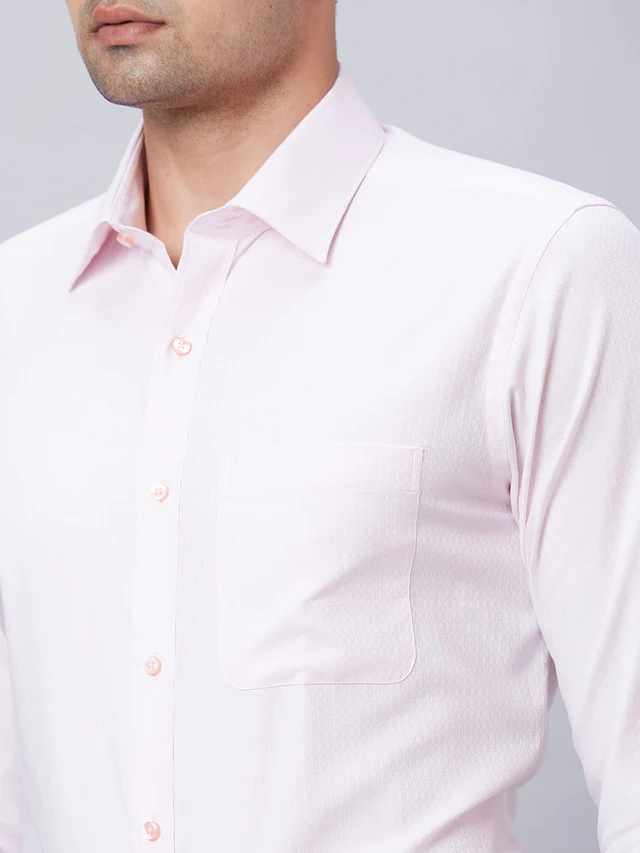 Raymond Men Pink Structured Slim Fit Cotton Formal Shirt - Image 5