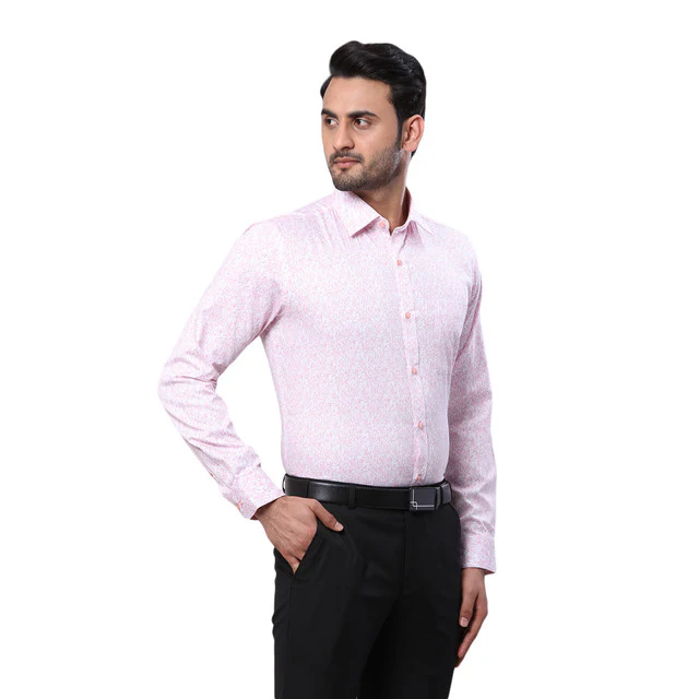 Raymond Men Pink Structured Slim Fit Cotton Formal Shirt - Image 2
