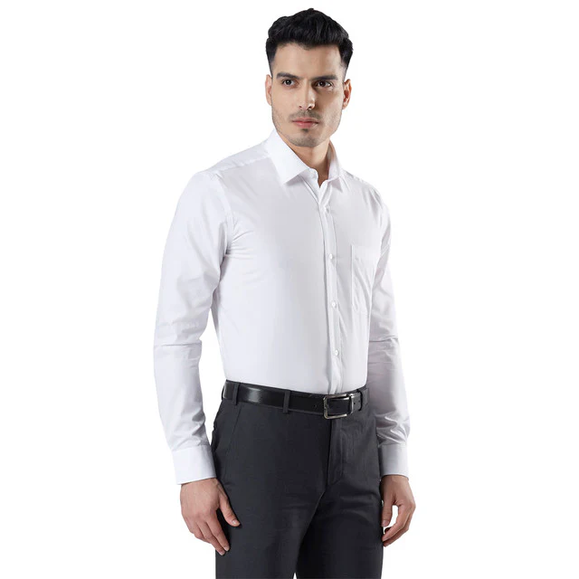 Raymond White Contemporary Fit Cotton Formal Shirt - Image 2