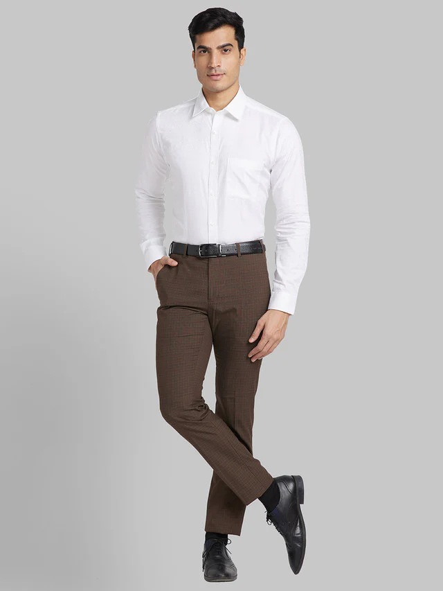 Raymond White Jacquard Slim Fit Full Sleeve Cotton Shirt - Image 6