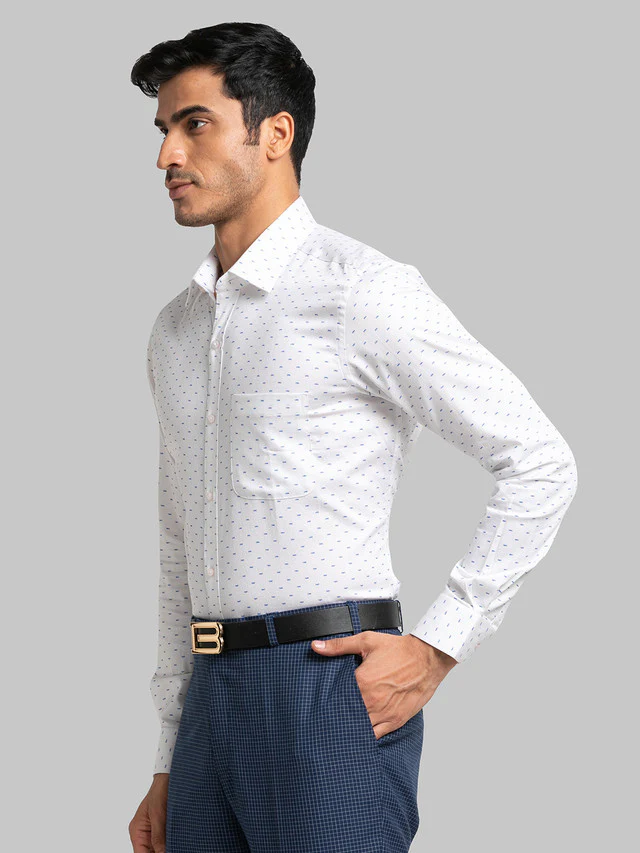 Raymond White Printed Slim Fit Full Sleeve Cotton Shirt - Image 2