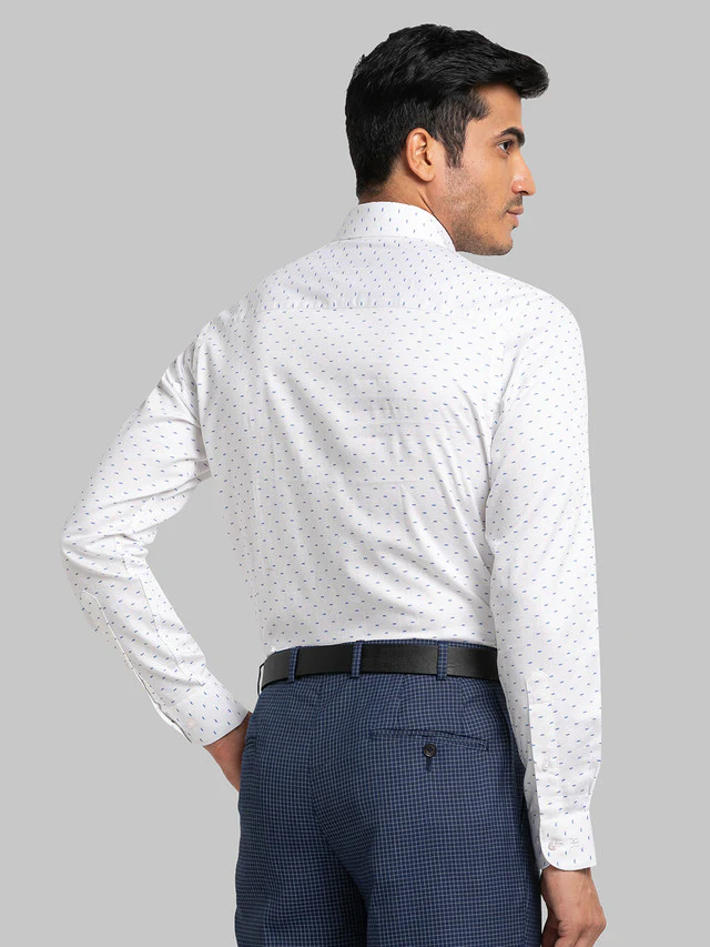 Raymond White Printed Slim Fit Full Sleeve Cotton Shirt - Image 3