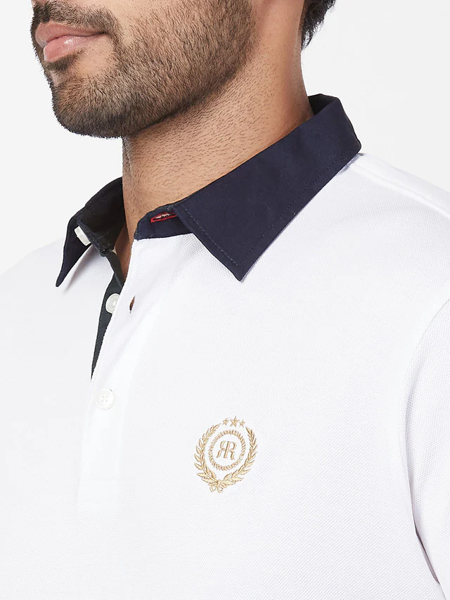 Raymond White Solid Contemporary Fit Cotton T-Shirt - Image 6