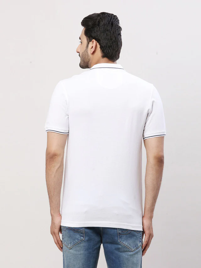 Raymond White Solid Modern Fit Cotton T-Shirt - Image 4