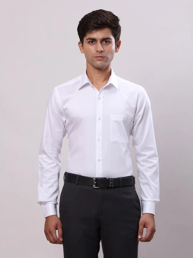 Raymond White Solid Slim Fit Cotton Formal Shirt