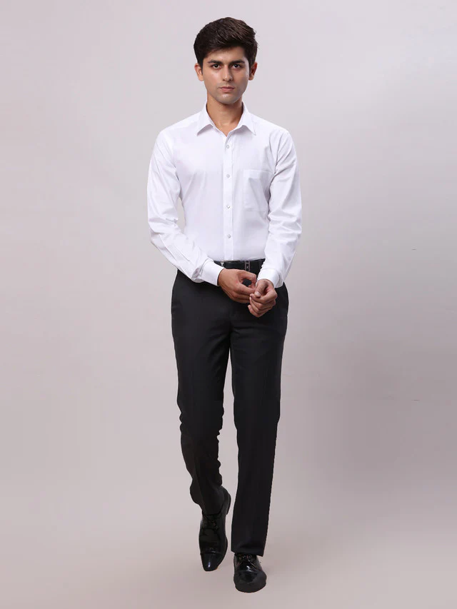 Raymond White Solid Slim Fit Cotton Formal Shirt - Image 5