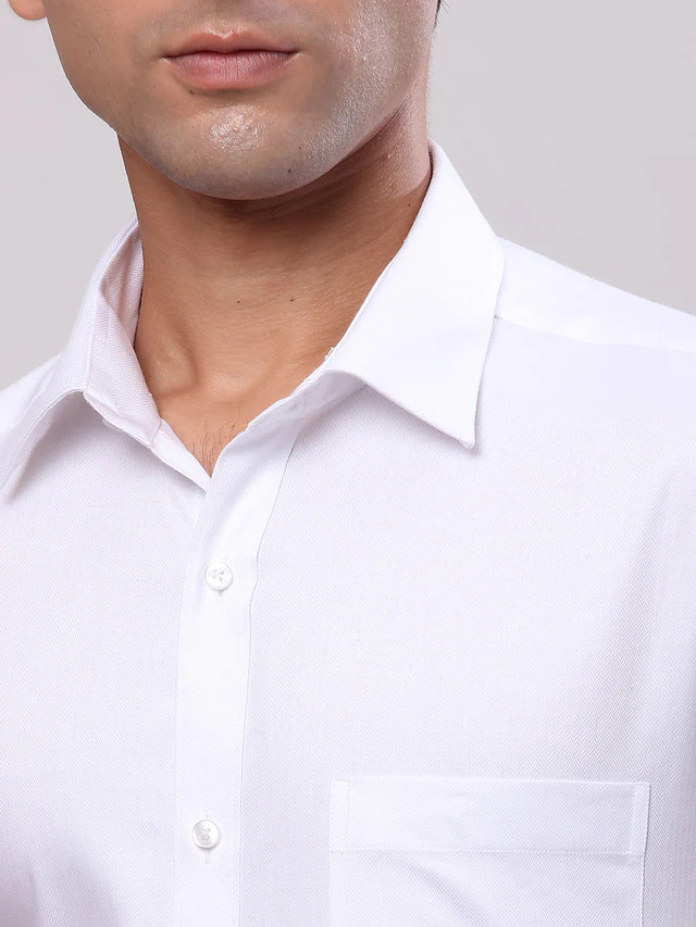 Raymond White Solid Slim Fit Cotton Formal Shirt - Image 6