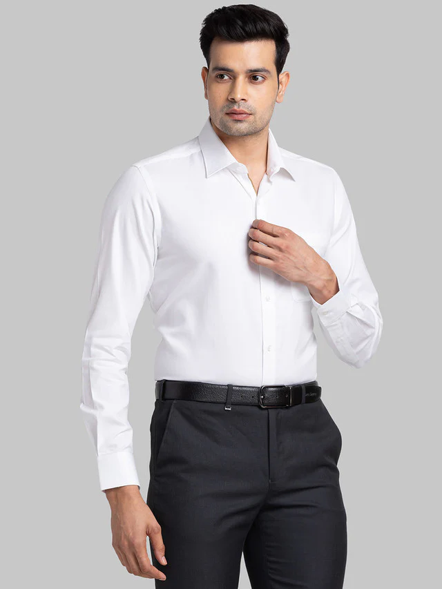 Raymond White Solid Slim Fit Cotton Formal Shirt - Image 2