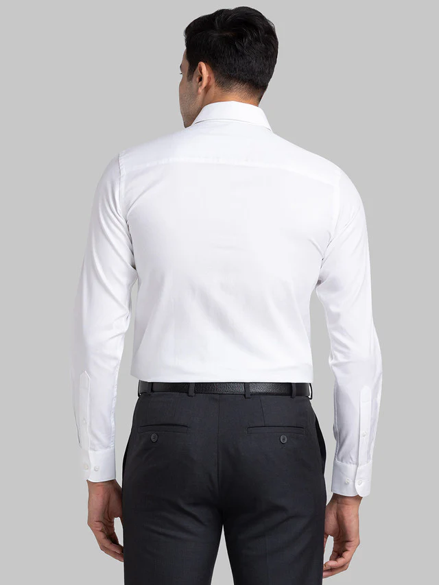 Raymond White Solid Slim Fit Cotton Formal Shirt - Image 4