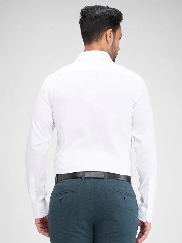 Raymond White Solid Slim Fit Full Sleeve Cotton Shirt - Image 4