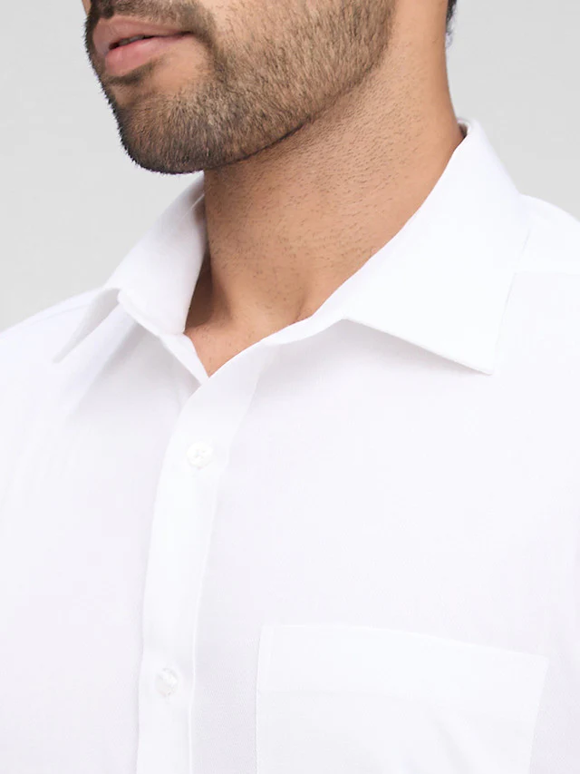 Raymond White Solid Slim Fit Full Sleeve Cotton Shirt - Image 6