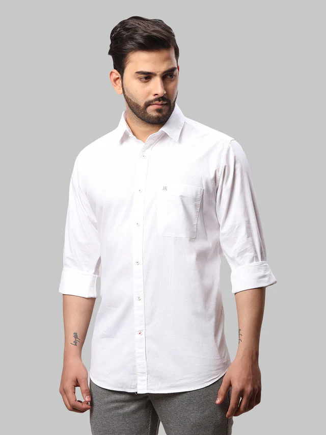 Raymond White Stripe Slim Fit Cotton Casual Shirt - Image 3