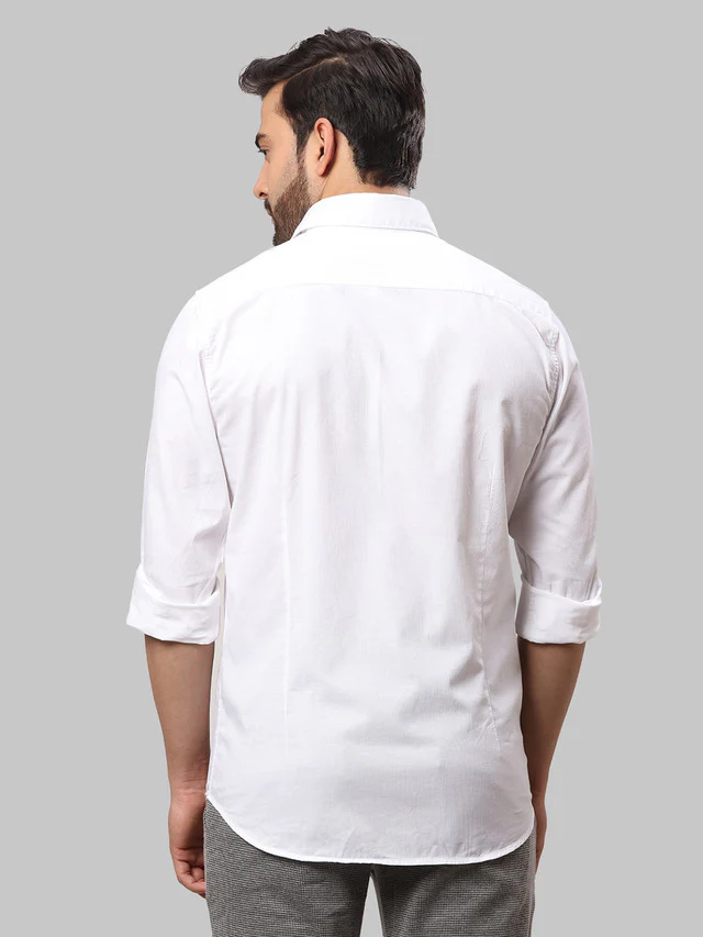 Raymond White Stripe Slim Fit Cotton Casual Shirt - Image 4